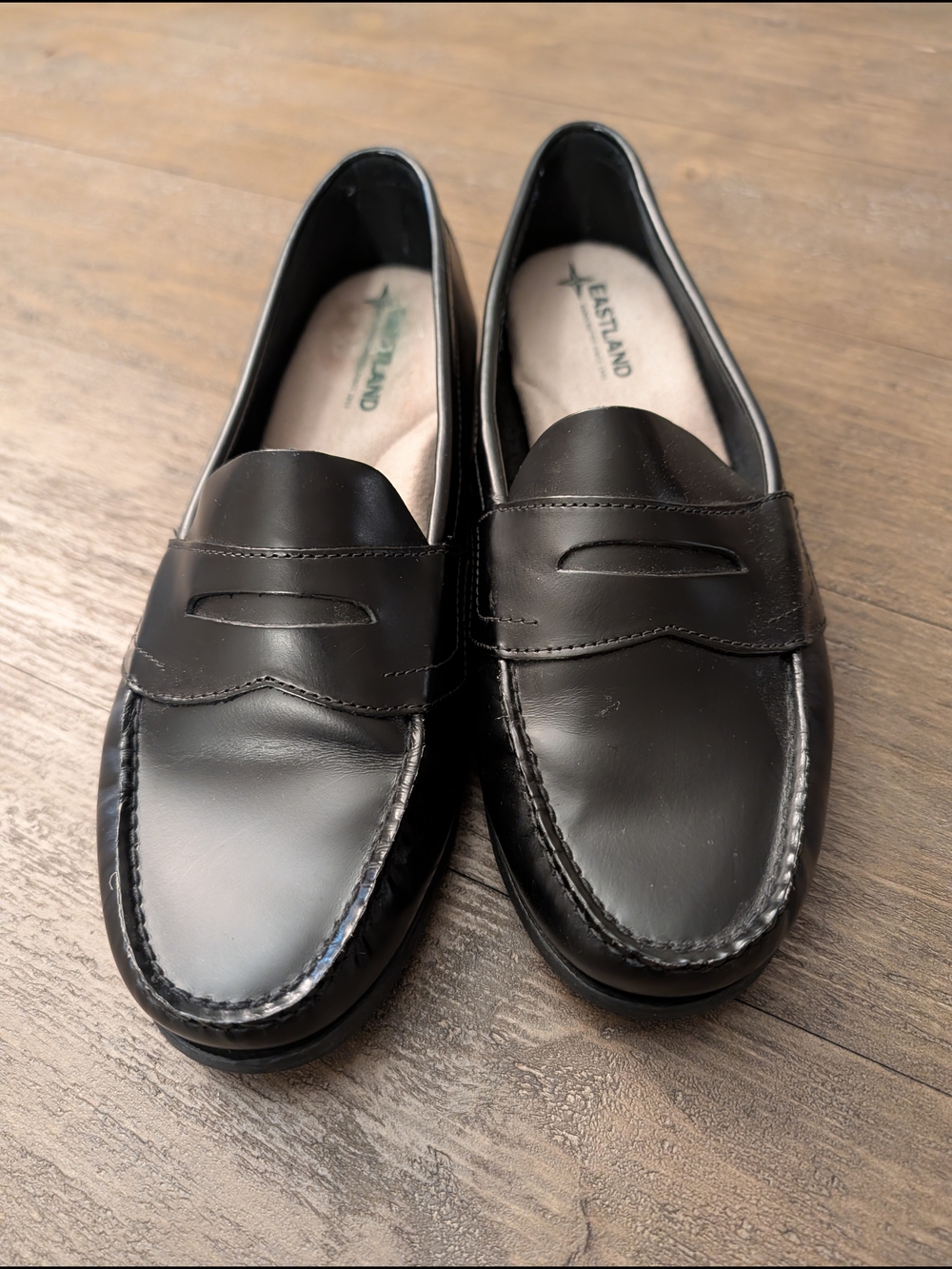Women's Matte Black Eastland Classic 2 Leather Penny Loafers 9.5W